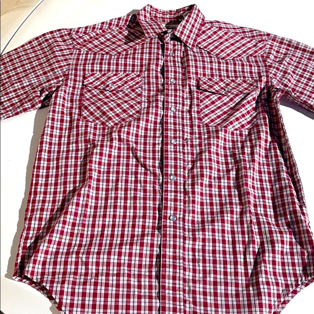 Men’s western plaid Button snap short sleeve shirt